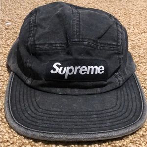 Authentic Supreme black washed denim 5 panel Hat